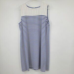 Market & Spruce Blue Nautical Striped Summer Sleeveless Tank Dress XL